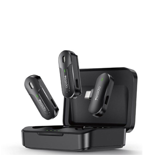 Microfon tip lavariera wireless, USB-C Yesido KR17 - Negru