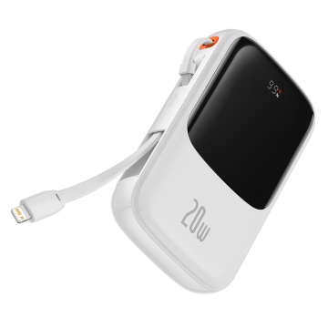 Acumulator Extern 2x Lightning, Type-C, USB, 20W, 10000mAh + Cablu Type-C, 3A - Baseus Qpow Pro (PPQD020002) - White - Img 4