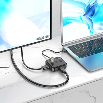 Adaptor multiport Type-C la HDTV, PD100W, USB3.0 Hoco HB36 - Negru - Img 6
