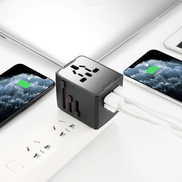 Adaptor priza EU la US, UK, AUS, 3xUSB, Type-C Techsuit, HHT904 - Negru - Img 5
