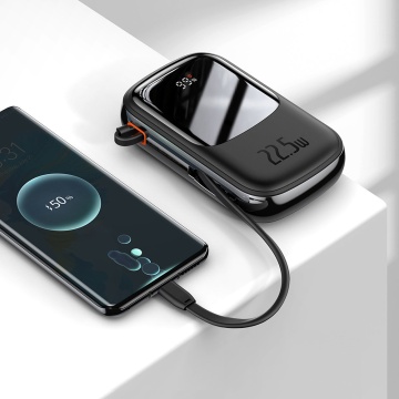 Baterie Externa Baseus Qpow Pro (PPQD060302/PPQD030102) - QC/PD/SCP/FCP, 20000mAh, 22,5W cu cablu USB-C - Alb - Img 3