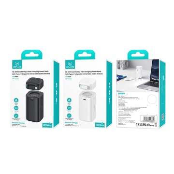 Baterie Externa Usams - seria XMF (US-CD216) - GaN USB-C PD45W de incarcare rapida cu cablu retractabil de tip C, 80 cm - negru - Img 7