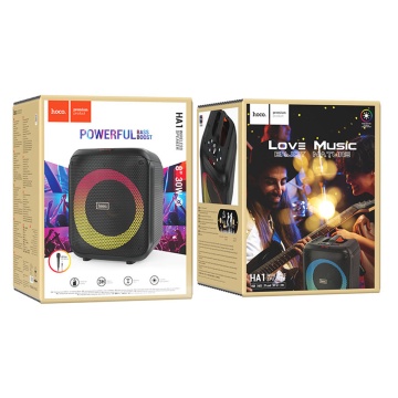 Boxa karaoke cu microfon portabila Bluetooth RGB Hoco HA1 - Negru - Img 7