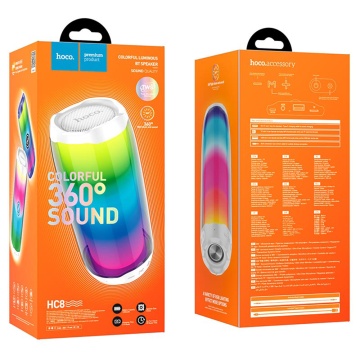 Boxa portabila Bluetooth TWS cu lumini RGB Hoco HC8 - Alb - Img 6