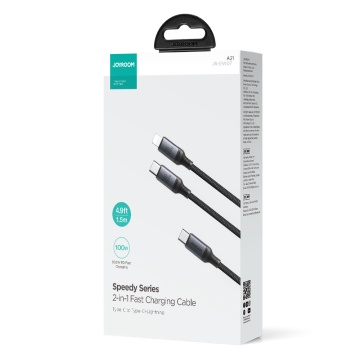 Cablu 2xtip C, iPhone JoyRoom, 100W, 1.5m, negru, SA21-1T2 - Img 2