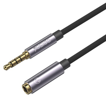 Cablu audio Yesido (YAU26) - mufa 3,5 mm, 1xmascul la 1xfemale pentru ieșire audio, 30cm - Negru - Img 1