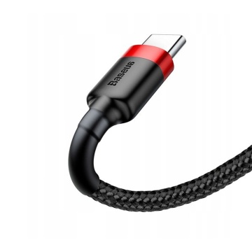 Cablu de date Baseus (CATKLF-F91) - USB la Type-C, 2A, 2m - Rosu / Negru - Img 5