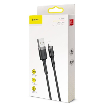 Cablu de date Lightning Baseus, 2A, 3m, CALKLF-RG1 - Negru/Gri - Img 6