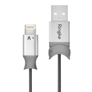 Cablu de date USB la Ligntning 20cm, Ringke Smart Fish, Gri - Img 3