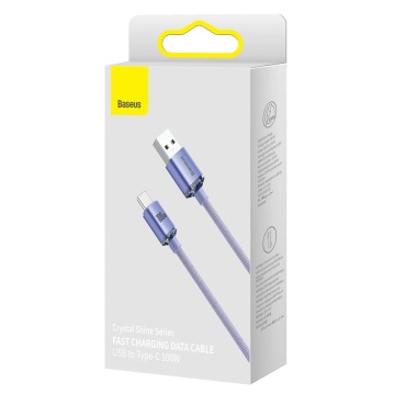 Cablu de date USB la tip C Baseus 100W, 2m, CAJY000505 - Violet - Img 7