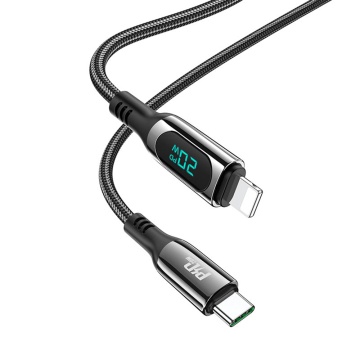 Cablu USB-C la iPhone 20W cu Display LED Hoco S51, 1.2m, negru - Img 4