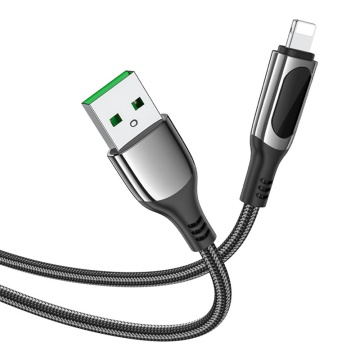 Cablu USB la iPhone cu Display LED Hoco S51, 2.4A, 1.2m, negru - Img 7