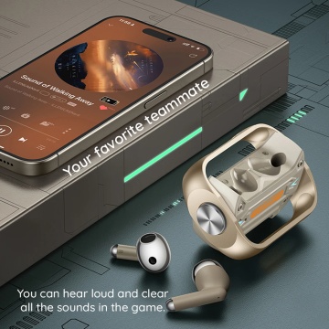Casti Hoco wireless (EW55) - pentru jocuri, Bluetooth 5.3, True Wireless - Auriu - Img 7