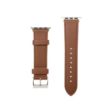 Curea pentru Apple Watch 1/2/3/4/5/6/7/8/9/10/SE/SE 2/Ultra/Ultra 2 (42/44/45/46/49mm) - Fixed Leather Strap - Brown - Img 2
