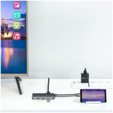 Dock USB-C la PD100W/ 3xUSB/ HDMI/ VGA/ RJ45/ Jack Ugreen, 80133 - Negru - Img 3