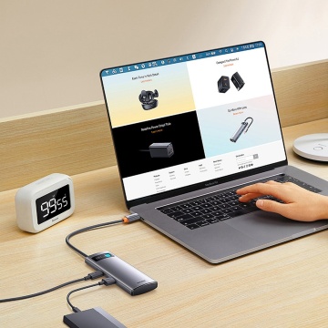 Docking station, hub tip C la 4xUSB, tip C Baseus, WKWG070013 - Gri - Img 7