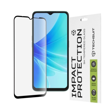 Folie pentru Oppo A77 5G/A17/A57 4G/A57s/Realme C31/C35/Narzo 50A Prime/OnePlus Nord N20 SE Techsuit 111D Full Cover / Full Glue Glass / 3D Curved Screen - Black - Img 1