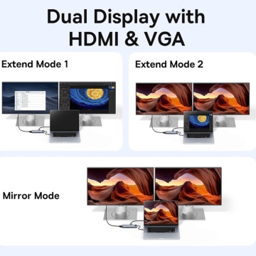 Hub Type-C la HDMI 4K, VGA, 4xUSB, USB-C, RJ45, SD, TF, Jack Baseus - Gri - Img 3