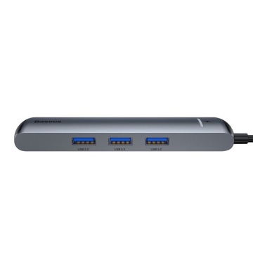 Hub USB-C Baseus la HDMI, Type-C, 3x USB, RJ45, CAHUB-J0G - Gri - Img 2