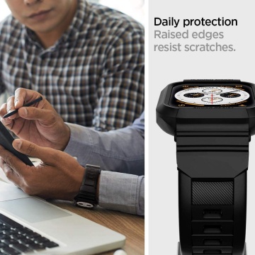 Husa Apple Watch 4/5/6/7/8/9/SE/SE 2 (44/45mm) Spigen Rugged Armor Pro - Negru - Img 6