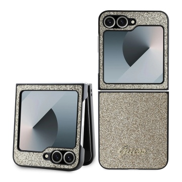 Husa Guess Glitter Script Samsung Galaxy Z Flip6 cu sclipici GUHCZF6HGGSHD- Auriu - Img 1