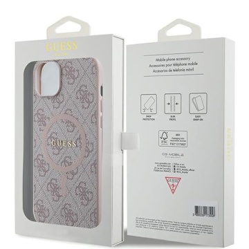 Husa Guess iPhone 14 Plus 4G Collection Leather MagSafe, GUHMP15MG4GFRP - Roz - Img 5