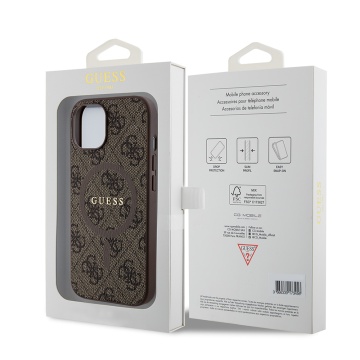 Husa Guess iPhone 14 Plus 4G Collection Leather MagSafe, GUHMP15MG4GFRW - Maro - Img 5
