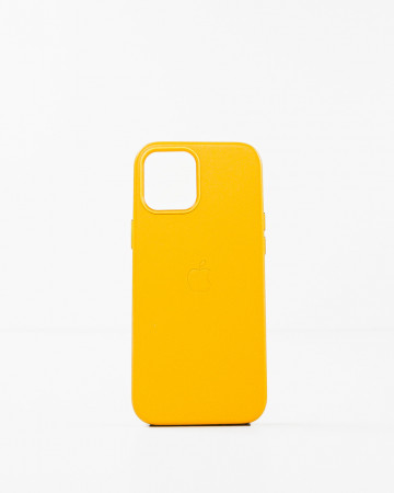 Husa Iphone 12 Pro Max din piele naturala Galbena MagSafe - Img 1