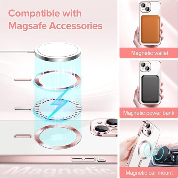 Husa IPhone 14 Plus Techsuit - Luxury Crystal MagSafe, Roz - Img 5