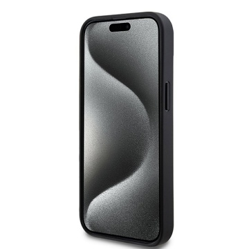 Husa iPhone 15 - DKNY Leather Checkered Mono Pattern & Printed Stripes (DKHCP14SPCPTSSK) - Black - Img 2