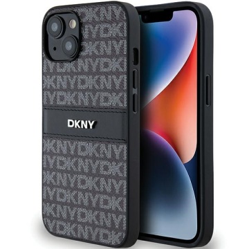 Husa iPhone 15 - DKNY Leather Mono Stripe & Metal Logo (DKHCP14SPRTHSLK) - Black - Img 2