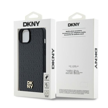 Husa iPhone 15 - DKNY Leather Pattern Metal Logo MagSafe (DKHMP15SPSHRPSK) - Black - Img 5