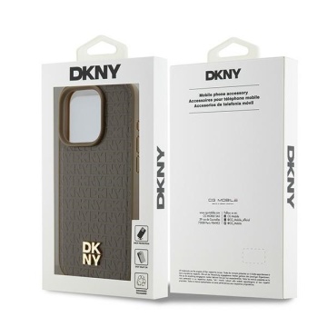 Husa iPhone 15 Pro - DKNY Leather Monogram Pattern Metal Logo MagSafe (DKHMP15LPSHRPSW) - Brown - Img 5