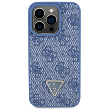 Husa iPhone 15 Pro Guess Leather 4G Triangle Strass GUHCP15LP4TDPB- Albastru - Img 3