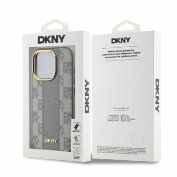 Husa iPhone 15 Pro Max - DKNY Leather Checkered Mono Pattern MagSafe (DKHMP15XPCPVSLE) - Beige - Img 2