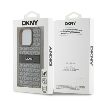 Husa iPhone 15 Pro Max - DKNY Leather Mono Stripe & Metal Logo (DKHCP15XPRTHSLE) - Beige - Img 6
