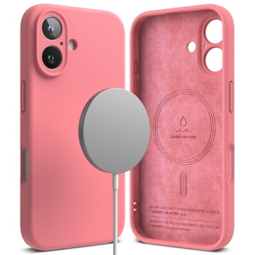 Husa iPhone 16 Plus Ringke Silicone Magnetic MagSafe - Roz - Img 1
