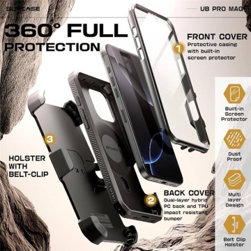 Husa iPhone 16 Pro Max Supcase Unicorn Beetle Pro MagSafe - Gri Titan - Img 4