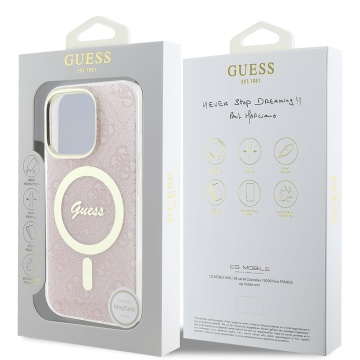 Husa iPhone 16 Pro originala Guess IML 4G MagSafe, GUHMP16LH4STP- Roz - Img 5