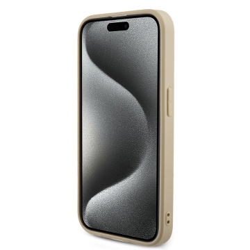 Husa originala Guess iPhone 15 Pro Max Saffiano Iridescent Script GUHCP15XPSAIRSD - Auriu - Img 6