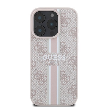 Husa originala Guess iPhone 16 Pro Hardcase 4G Printed Stripes MagSafe - Roz - Img 5