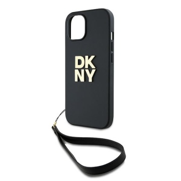 Husa pentru iPhone 15 Plus - DKNY Hardcase Wrist Strap Stock Logo (DKHCP15MPBSWSK) - Black - Img 5