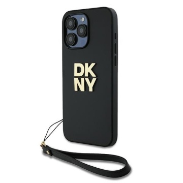 Husa pentru iPhone 15 Pro - DKNY Hardcase Wrist Strap Stock Logo (DKHCP15LPBSWSK) - Black - Img 1