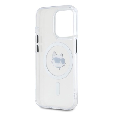 Husa pentru iPhone 15 Pro Max - Karl Lagerfeld IML MagSafe (KLHMP15XHLSCHH) - White Metal Choupette`s Head - Img 5