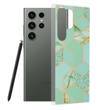 Husa Samsung Galaxy S23 Ultra Techsuit Marble, Green Hex - Img 1
