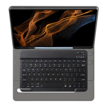 Husa Samsung Galaxy Tab S8 Ultra cu tastatura magnetica wireless RGB/pencil holder Techsuit CozyTab - Negru - Img 4