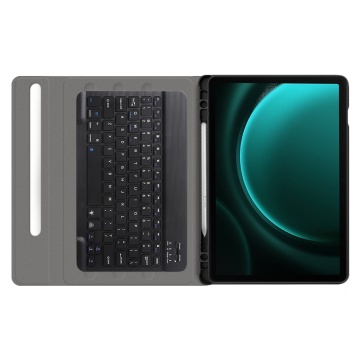 Husa Samsung Galaxy Tab S9 FE Plus cu tastatura magnetica wireless RGB/pencil holder Techsuit CozyTab - Negru - Img 6