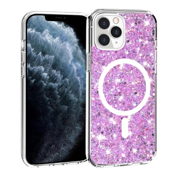 Husa Sparkly Glitter MagSafe - iPhone 11 Pro Max - Magenta - Img 1