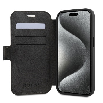 Husa tip carte iPhone 15 Pro Guess Book 4G GUBKP15L4GMGGR- Negru - Img 6