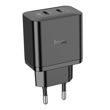 Incarcator de perete Hoco, Streamer (N35) - Port dublu 2x Type-C PD45W - Negru - Img 2